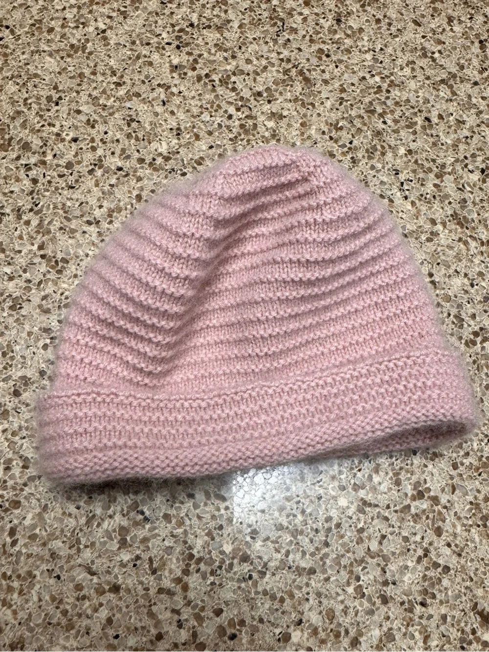 Burberry Cashmere Light Pink Knit Beanie with Logo Patch